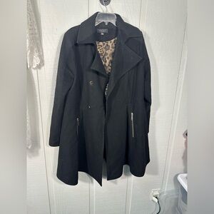 Laundry by Shelli Segal Black Wool Blend Double Breasted Peacoat Size XL…